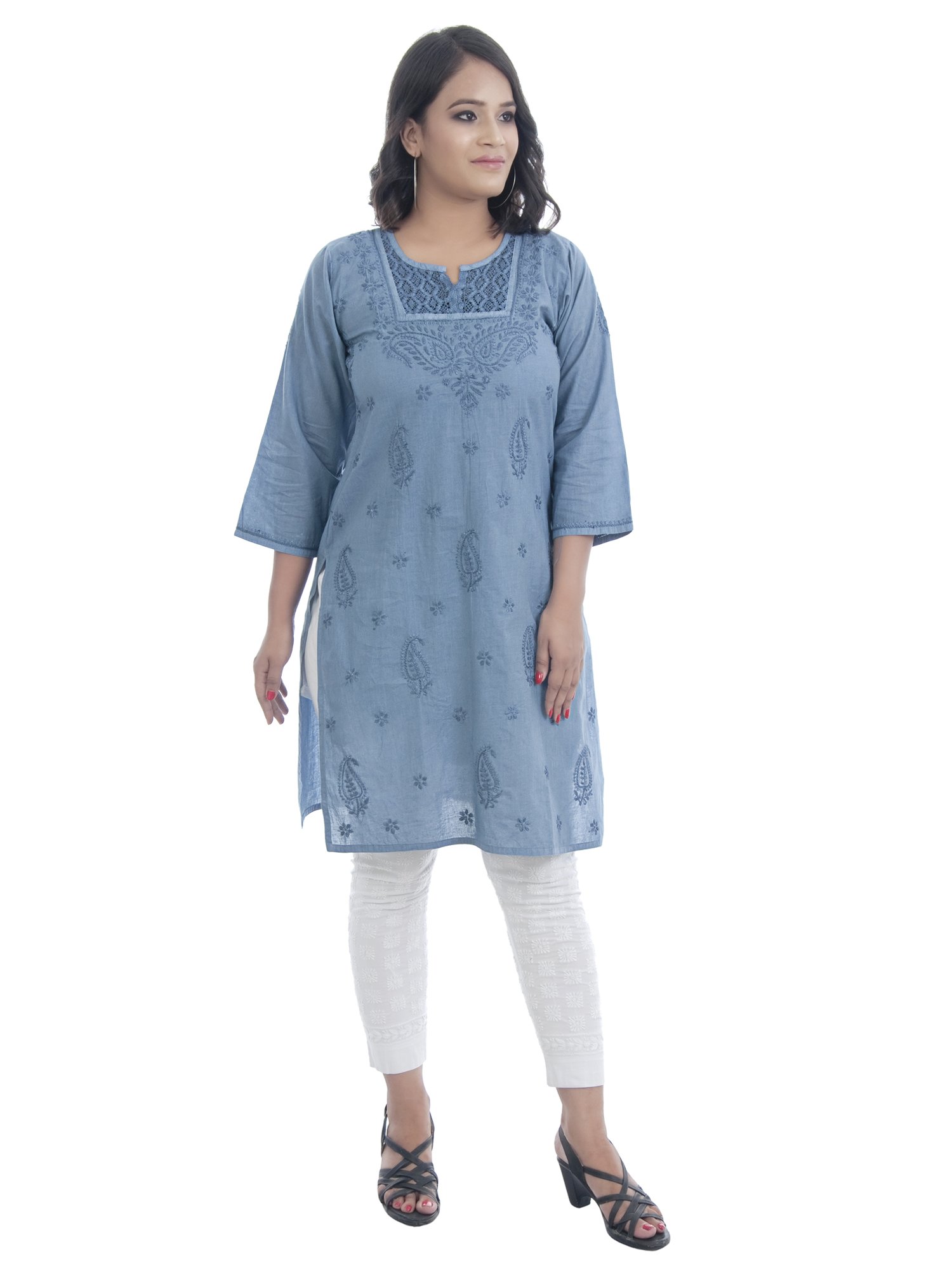 A2 LACE NECK KURTI (1)